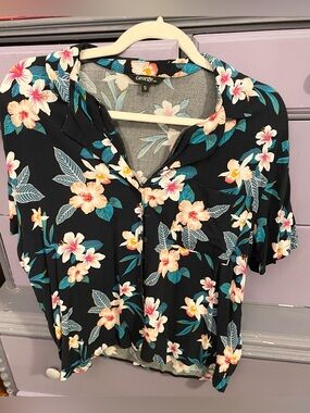 George XL Floral Short Sleeve Summer Wear Collar Shirt